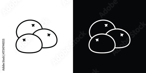 Steamed bread icon in black and white linear versions