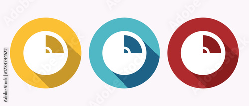 Three Colorful Circular WiFi signal Icons for Web Design and UI Development Concept