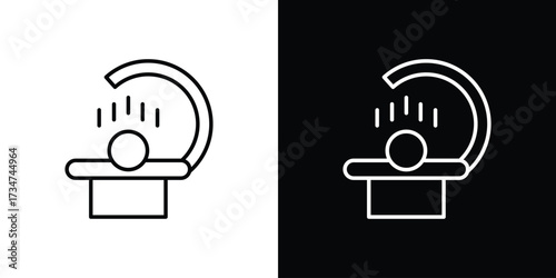 Solarium icon in black and white linear versions