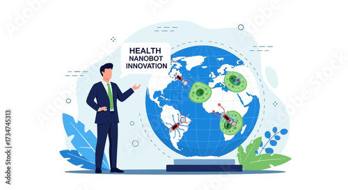 Global health innovation presentation featuring nanobots, a futuristic approach to medicine