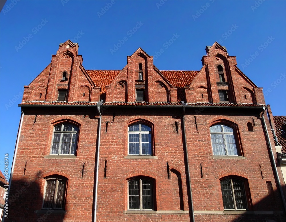 Fototapeta premium Brick facade, ornate gables