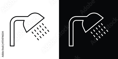 Shower Head icon in black and white linear versions