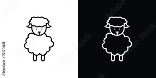 Sheep icon in black and white linear versions