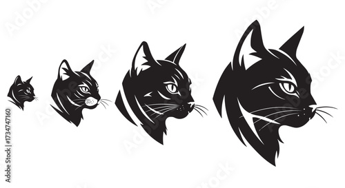 Cat Head Vector Silhouettes