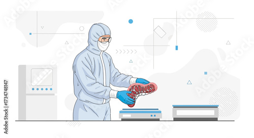 Inspection of Fresh Meat in a Modern Production Facility with Stringent Quality Control Measures