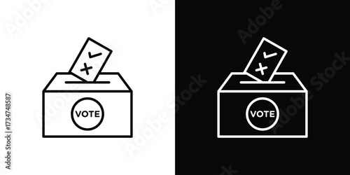 Referendum icon in black and white linear versions