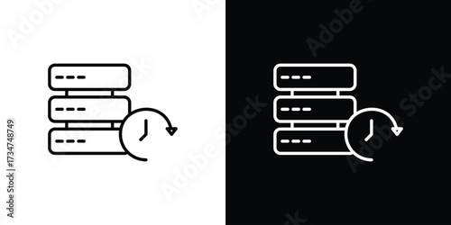Real time data icon in black and white linear versions
