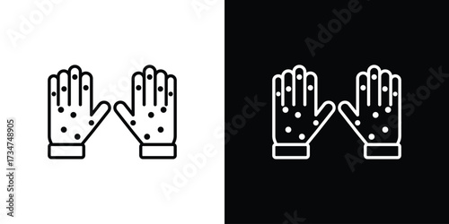 Rash hand icon in black and white linear versions