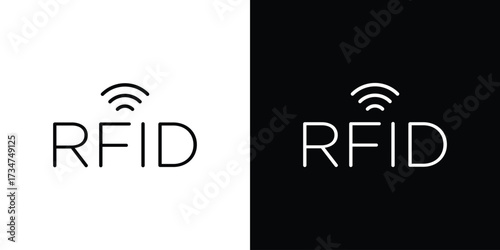 RFID icon in black and white linear versions