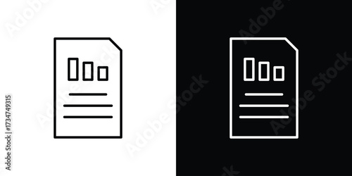Quarterly report icon in black and white linear versions