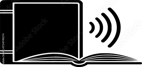 Audiobook icon vector. Sound digital book icon outline and fill illustration
