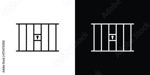 Prison icon in black and white linear versions