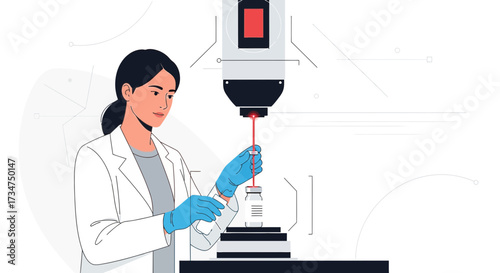 Scientist conducting experiment with advanced machinery in a laboratory setting, focusing on