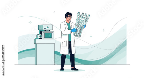 Scientist examining innovative medical implant prototype in advanced laboratory setting