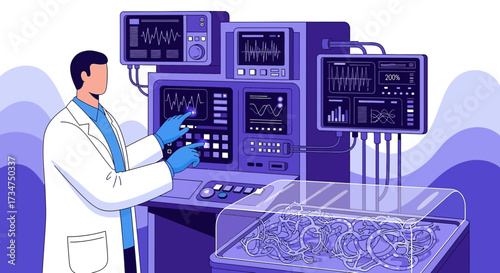 Scientist operating advanced scientific instruments in a modern laboratory setting for research