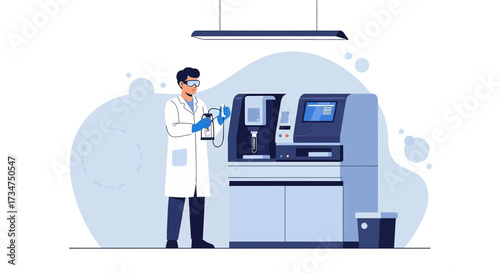 Scientist working with advanced laboratory equipment for medical research analysis
