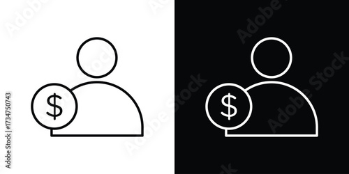 Personal loan icon in black and white linear versions