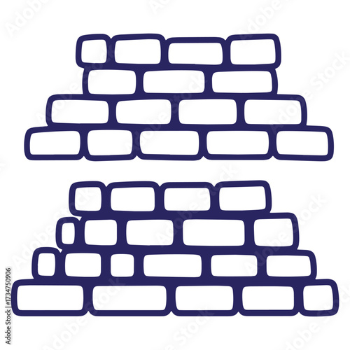 Vector illustration of two stylized brick walls in a simple hand drawn design