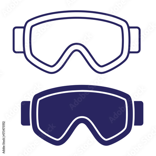 Winter sports equipment vector illustration featuring two different styles of snowboard goggles