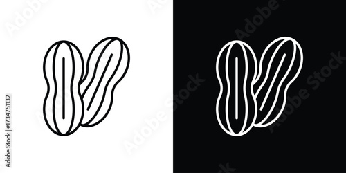 Peanut icon in black and white linear versions