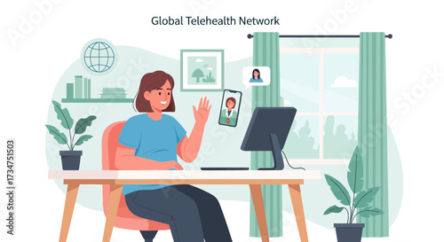 Woman Using Telehealth Service for Online Consultation and Medical Advice Remotely