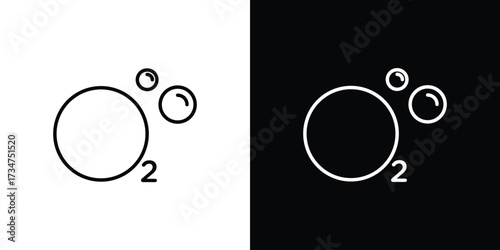 Oxygen O2 icon in black and white linear versions