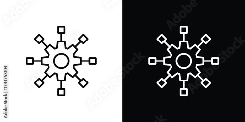 Microservices icon in black and white linear versions