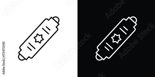 Mezuzah icon in black and white linear versions