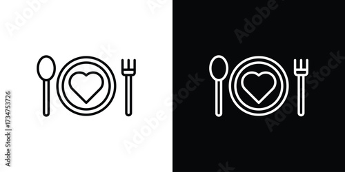 Love Plate icon in black and white linear versions
