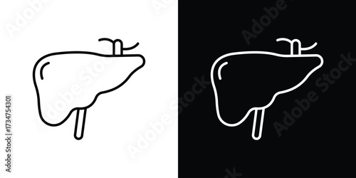Liver icon in black and white linear versions