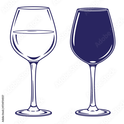 Elegant wine glasses design vector illustration with white wine and red wine for branding