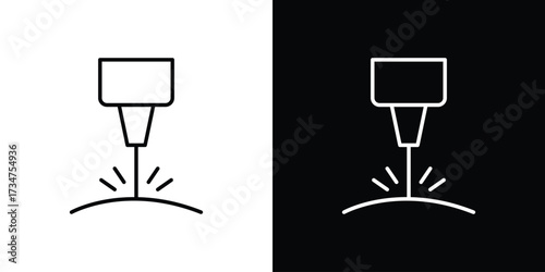 Laser machine icon in black and white linear versions
