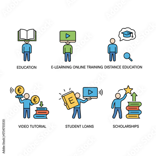 Flat design style people icons set