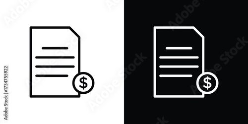 Invoice icon in black and white linear versions