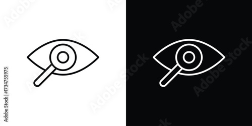 Investigation icon in black and white linear versions