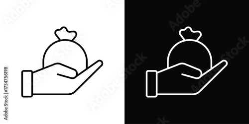 Inheritance law icon in black and white linear versions