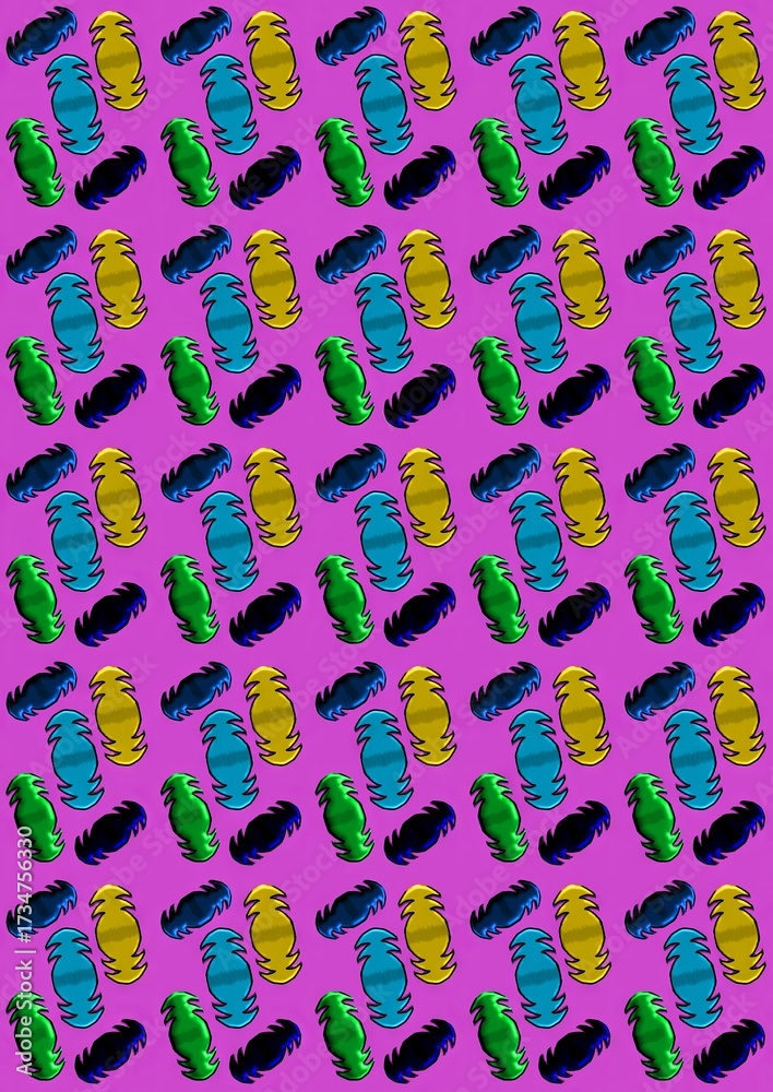 Obraz premium Colorful abstract pattern of shoes on purple background
