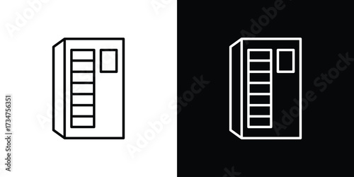 Infrared heat cabin icon in black and white linear versions