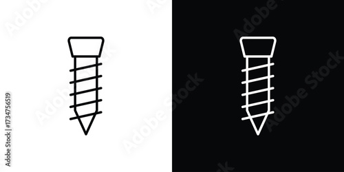 Implant Fixture icon in black and white linear versions