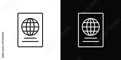 Immigration icon in black and white linear versions