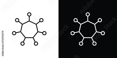 Hub icon in black and white linear versions