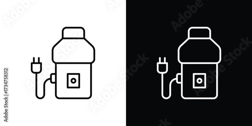 Garbage disposal icon in black and white linear versions
