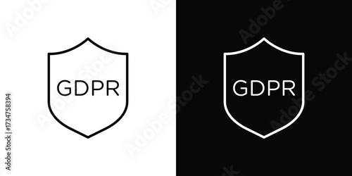 GDPR shield icon in black and white linear versions