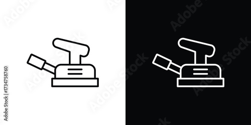 Floor sanding machine icon in black and white linear versions