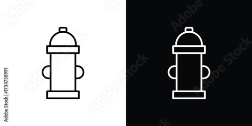 Fire hydrant icon in black and white linear versions