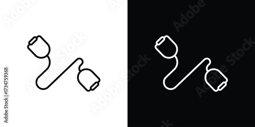 Exercise bands icon in black and white linear versions