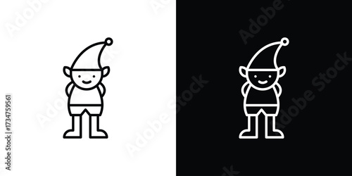 Elf icon in black and white linear versions