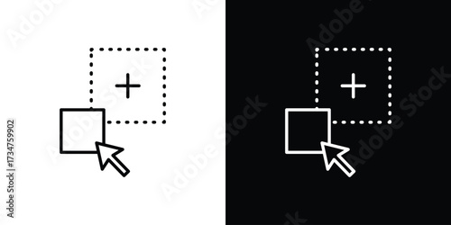 Drag and drop icon in black and white linear versions