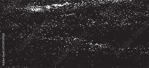 Snow, stars, fairy twinkling lights, rain drops on black background. Abstract vector noise. Small particles of debris and dust. Distressed uneven grunge texture overlay.
