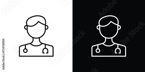 Doctor icon in black and white linear versions